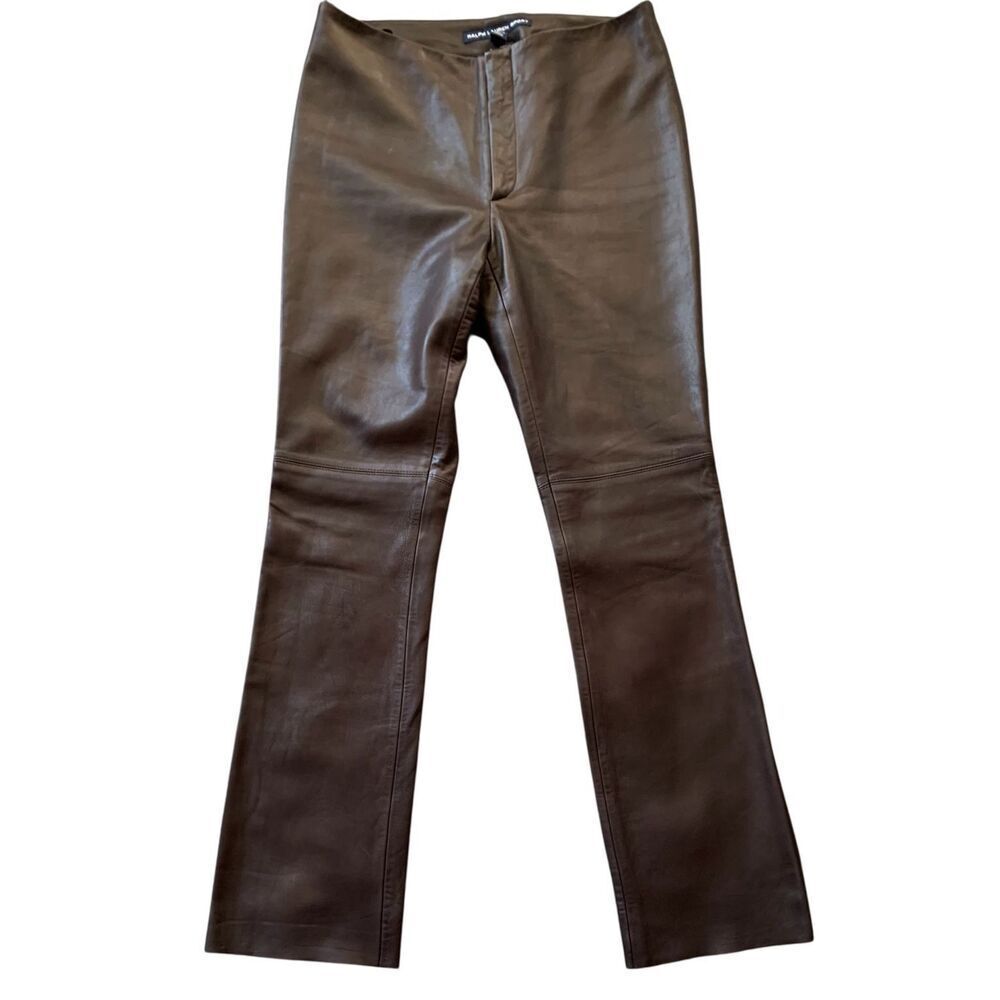 NEW RALPH LAUREN SPORT chocolate brown LEATHER VINTAGE PANTS sz 8